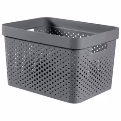 Cette boîte Infinity Dots anthracite a une capacité de 17 litres. La ligne InfinityDots de Curver est disponible en différent ...