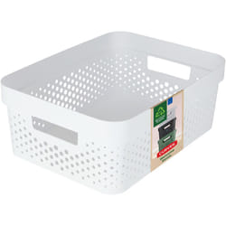 Curver Panier de rangement Infinity 11L 100% Recyclé - Rangement Multiusage, Empilable et Emboîtable - 35,6 x 26,6 x 13,6 cm - Blanc