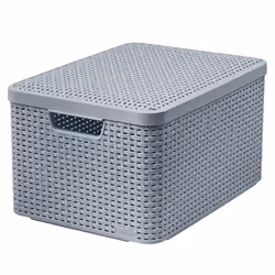 Boîte de rangement - Curver - Rattan Style - Plastique - Gris clair - 30L - 445x33x248cm