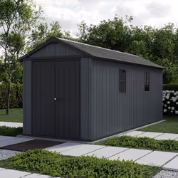 Conçu pour durer, l'abri de jardin Newton Plus 7517 possède des panneaux épais et rigides renforcés par des structures métall ...
