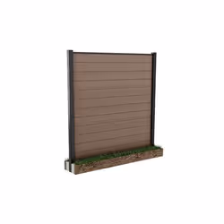 Clôture jardin - Kit avec poteau 240cm à sceller au sol - Marron Aspect bois - KETER