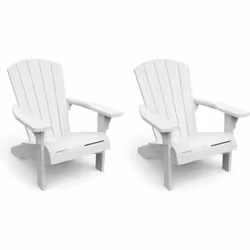 Ce lot de 2 fauteuils Alpine Adirondack de couleur blanche offre un confort exceptionnel et un style traditionnel que toute v ...