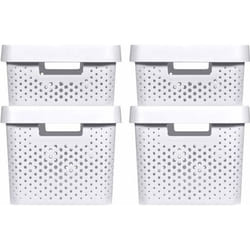 Curver Boîtes de rangement 4 pcs avec couvercle 11L+17L Blanc