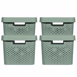 Curver Boîtes de rangement 4 pcs avec couvercle 11L+17L Vert