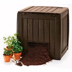 Composteur 340L - CURVER - Keter Deco Composter - Montage facile - Joint étanche - Couleur marron
