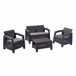Salon de jardin 4 places et table basse Corfu - Anthracite - KETER