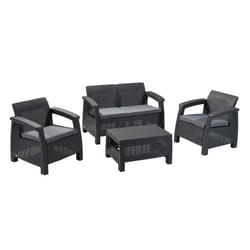 Salon de jardin 4 places et table basse Corfu - Anthracite - KETER
