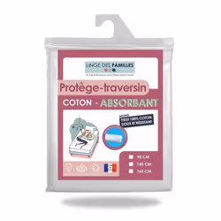 Protège Traversin 90 cm - Doux et Absorbant - Molleton 100% Coton - Elastiqué aux Bouts - Fabriqué en Europe - Linge des Fami ...