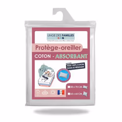 Protège Oreiller 50x70 cm - Doux et Absorbant - Molleton 100% Coton - Forme Housse à Rabat - Fabriqué en Europe - Linge des