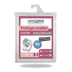 Protège Oreiller 50x70 cm - Doux et Absorbant - Molleton 100% Coton - Forme Housse à Rabat - Fabriqué en Europe - Linge des