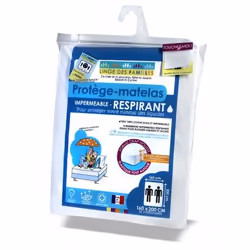 Linge des familles Protège-Matelas imperméable respirant, Coton, Blanc, Lavage en machine, 60 °C, 160 x 200 cm, 28 cm