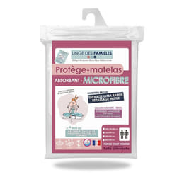 Protège Matelas Extensible 140x190/200 cm - Doux et Respirant - Microfibres Polyester - Bonnet 30 cm - Linge des Familles