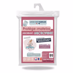 Protège Matelas Extensible 160x200 cm - Doux et Respirant - Microfibres Polyester - Bonnet 30 cm - Linge des Familles