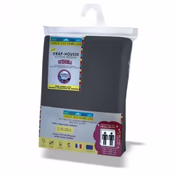 Linge des familles Drap Housse Coton Jersey Extensible Titanium, Eponge, Coton, 160 x 200 cm, Titane, Monochromatique, 28 cm