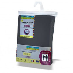 Linge des familles Drap Housse Coton Jersey Extensible Titanium 160 x 200 cm Eponge