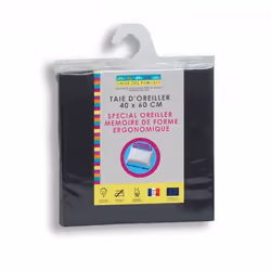 Linge des familles Taie d'oreiller Extensible Titanium, Titane, Coton, Monochromatique, Fermeture à glissière, 100% Coton Jer ...