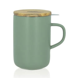 Tisanière en grès avec couvercle en bois - OGO LIVING - 475ml - Vert