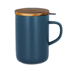 Tisanière - OGO LIVING - Tisanière en grès - 475ml - Couvercle en bois - Bleu