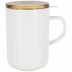 Tisanière 475ml blanc avec couvercle bois