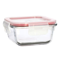 Boîte hermétique carré en verre 310ml, clémentine