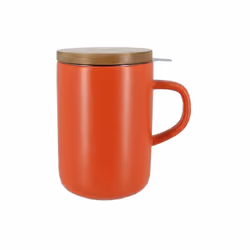 Tisanière grès 475ml terracotta avec couvercle bois de la marque OGOLIVING. En grès résistant aux chocs et aux fortes tempéra ...