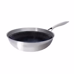 Poele sauteuse Ogo WOK BLACK CUBE 28 CM EN ACIER INOXYDABLE FOND NID D ABEILLE TOUS FEUX DONT INDUCTION