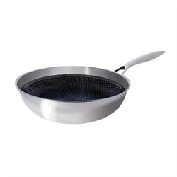 Poele sauteuse Ogo WOK BLACK CUBE 28 CM EN ACIER INOXYDABLE FOND NID D ABEILLE TOUS FEUX DONT INDUCTION