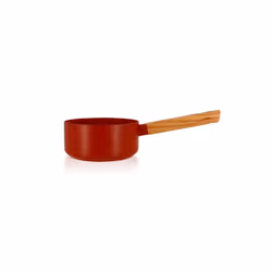 Ogo living Casserole en aluminium ECTOR paprika 16cm, Rond, Rouge, Aluminium, Vitrocéramique, Bois, 16 cm