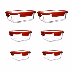 Lot de 6 boîtes hermétiques carrées en verre CRISTAL