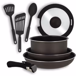 Batterie de cuisine 8 pièces en aluminium noir - tous feux IRIS