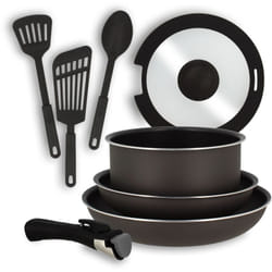 Batterie de cuisine 8 pièces en aluminium noir - tous feux IRIS