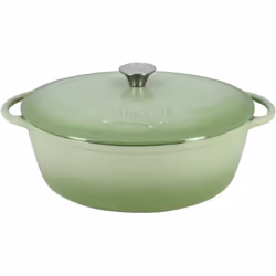 Cocotte ovale 6,5L en fonte émaillée verte COLETTE