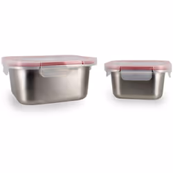 Lot de 2 boîtes hermétiques en acier inoxydable