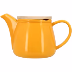 Théière en grès jaune avec couvercle en bois 500ml ANNA