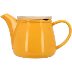 Théière en grès jaune avec couvercle en bois 500ml ANNA