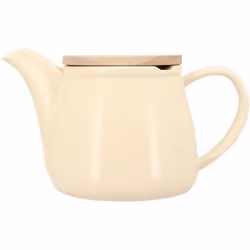 Théière en grès crème avec couvercle en bois 500ml ANNA