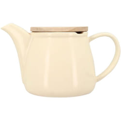 Théière en grès crème avec couvercle en bois 500ml ANNA