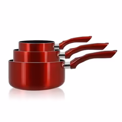 Lot de 3 casseroles en aluminium rouge - tous feux  CERISE