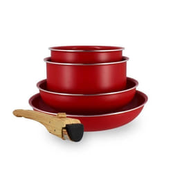 Batterie de cuisine 5 pièces en aluminium recyclé rouge