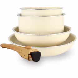 Batterie de cuisine 5 pièces en aluminium recyclé crème