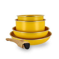 Batterie de cuisine 5 pièces en aluminium recyclé jaune