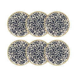 Lot de 6 assiettes plates à motif bleu en grès 27cm HERACLEE