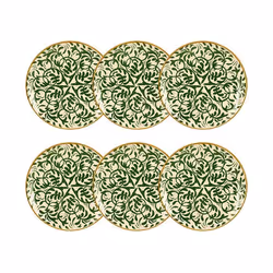 Lot de 6 assiettes à dessert à motif vert en grès 19cm HERACLEE