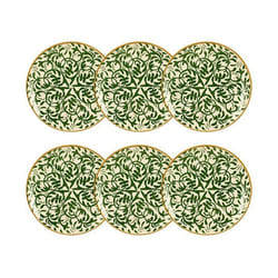 Lot de 6 assiettes à dessert à motif vert en grès 19cm HERACLEE