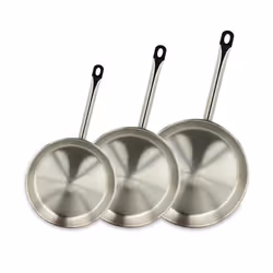 Lot de 3 poêles en acier inoxydable - tous feux PROFESSIONNEL