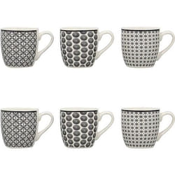Lot de 6 tasses en porcelaine - 3 décors assortis 18cl GRAPHIK