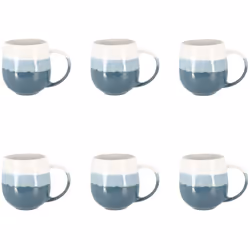 Lot de 6 mugs bleus en grès 44cl RIGA
