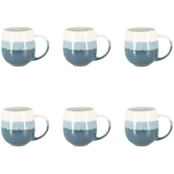 Lot de 6 mugs bleus en grès 44cl RIGA