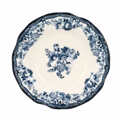 Lot de 6 assiettes creuses fleuries en grès bleu 22cm FAUSTINE