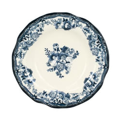 Lot de 6 assiettes creuses fleuries en grès bleu 22cm FAUSTINE